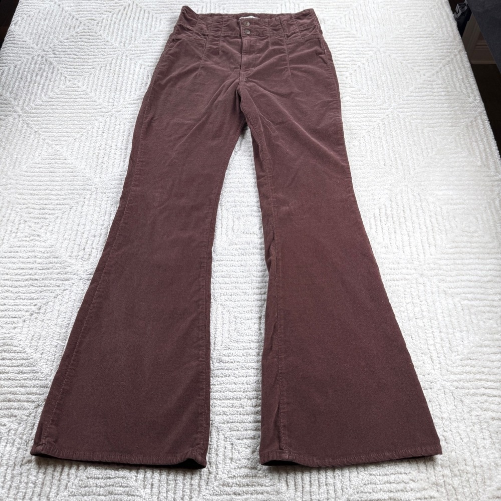 We The Free Flare Corduroy Pants Women's 31 Brown Boho Bell Bottoms 70s Hippie